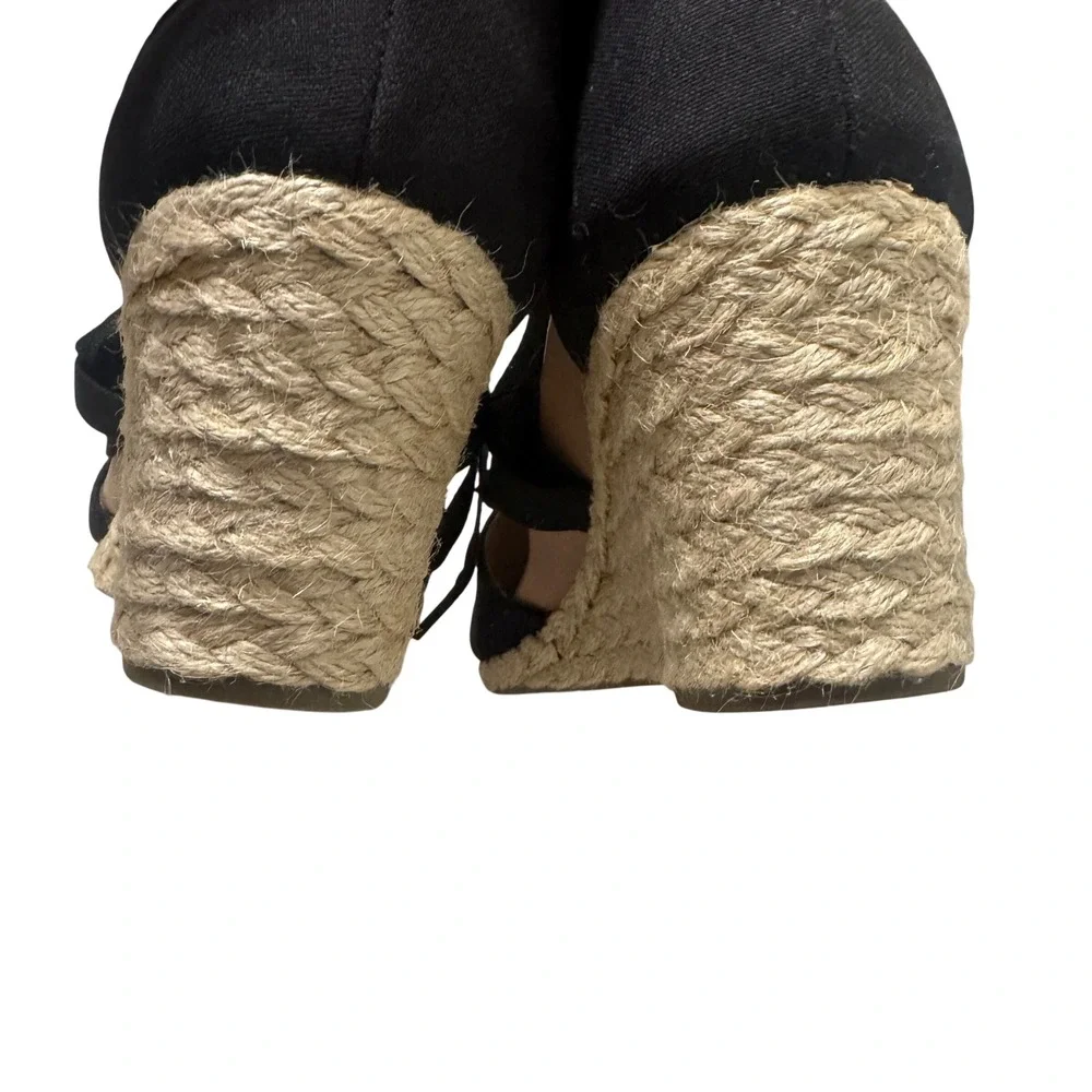 Vionic Kaitlyn Wedge Sandal Womens 9.5 Black Espadrille Orthotic VS415